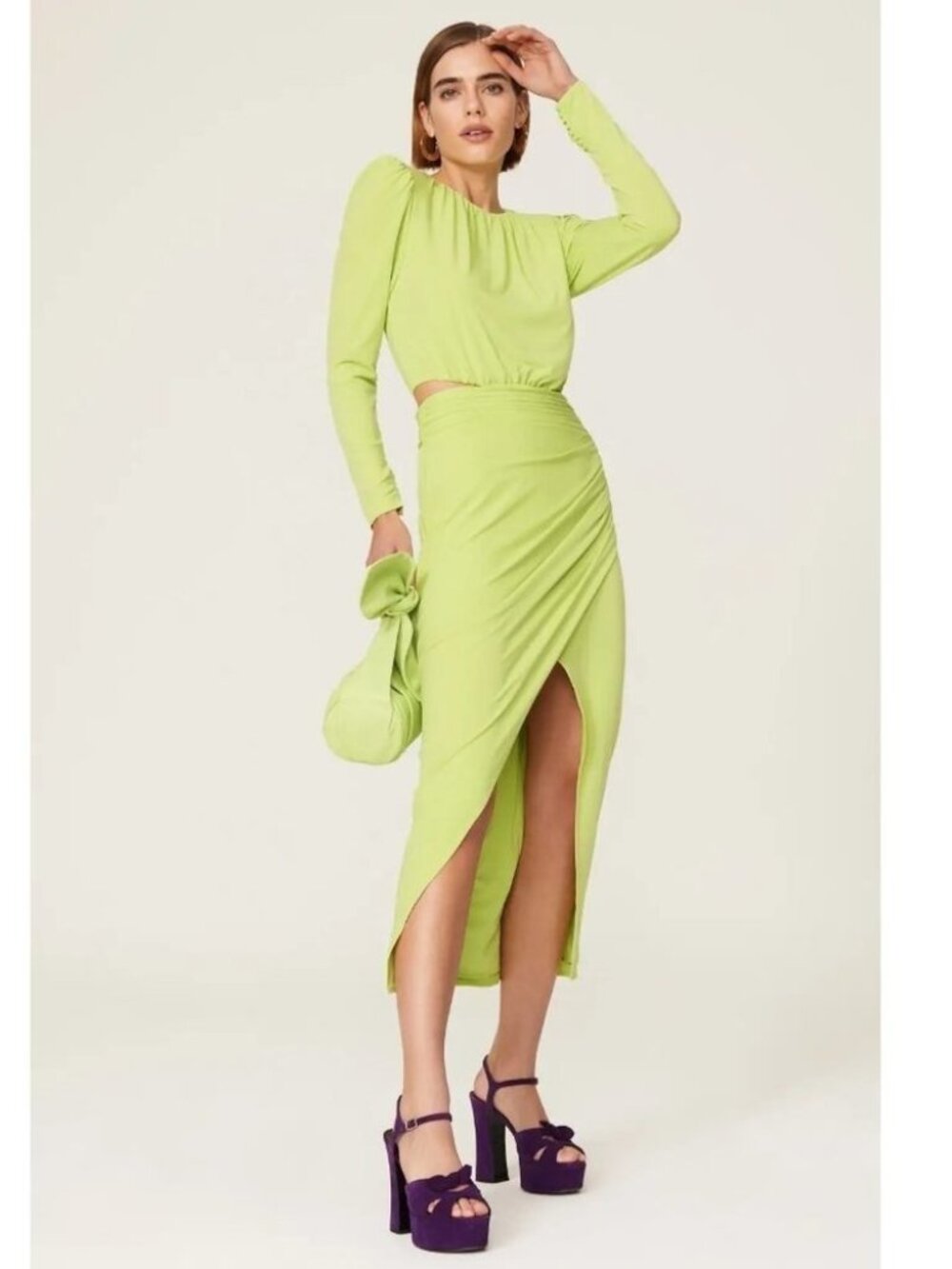 Self-Portrait Cutout Midi Dress Green Womens Size US 10